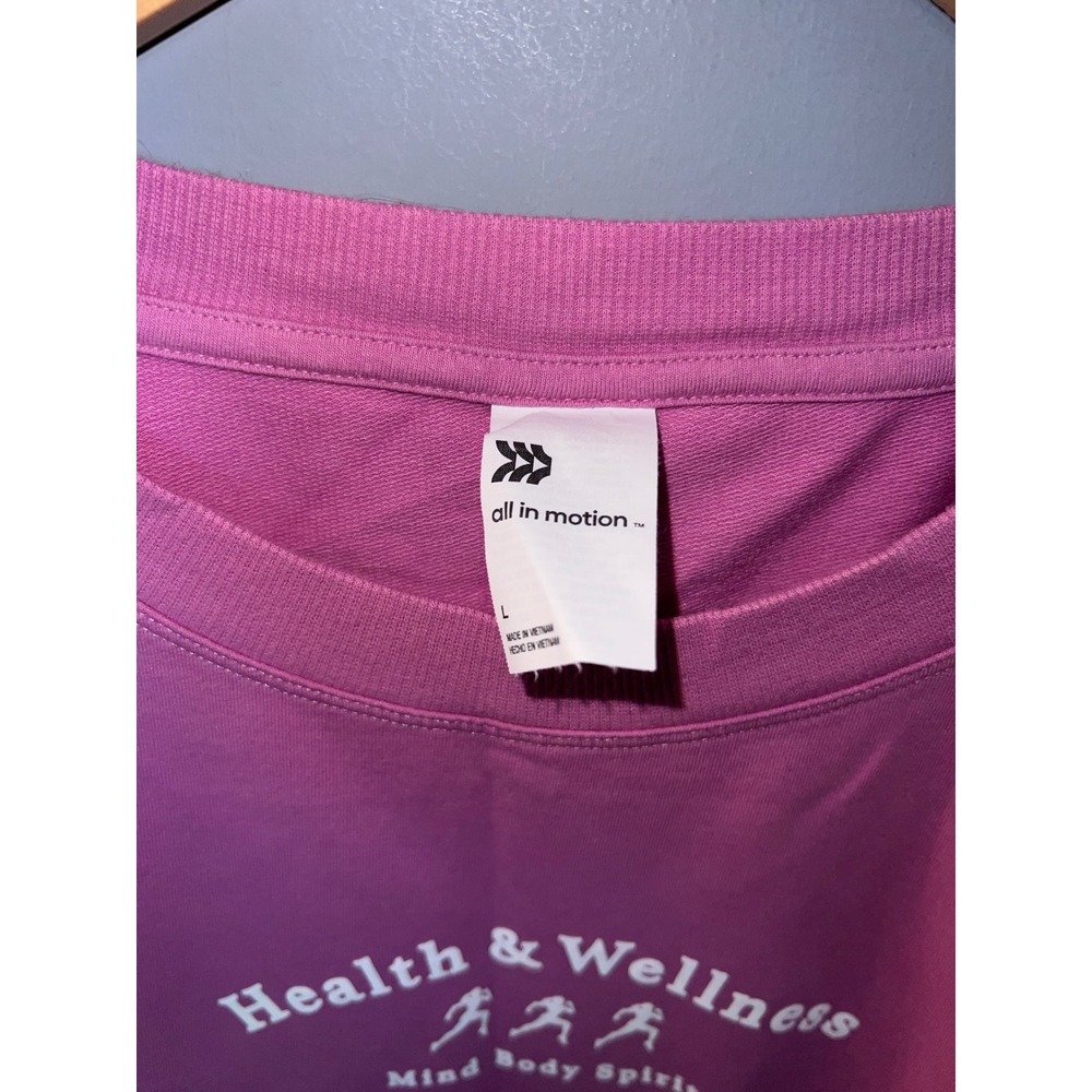 All In Motion Pink Health & Wellness Graphic Cropped Sweatshirt Thumbholes L - Picture 4 of 4